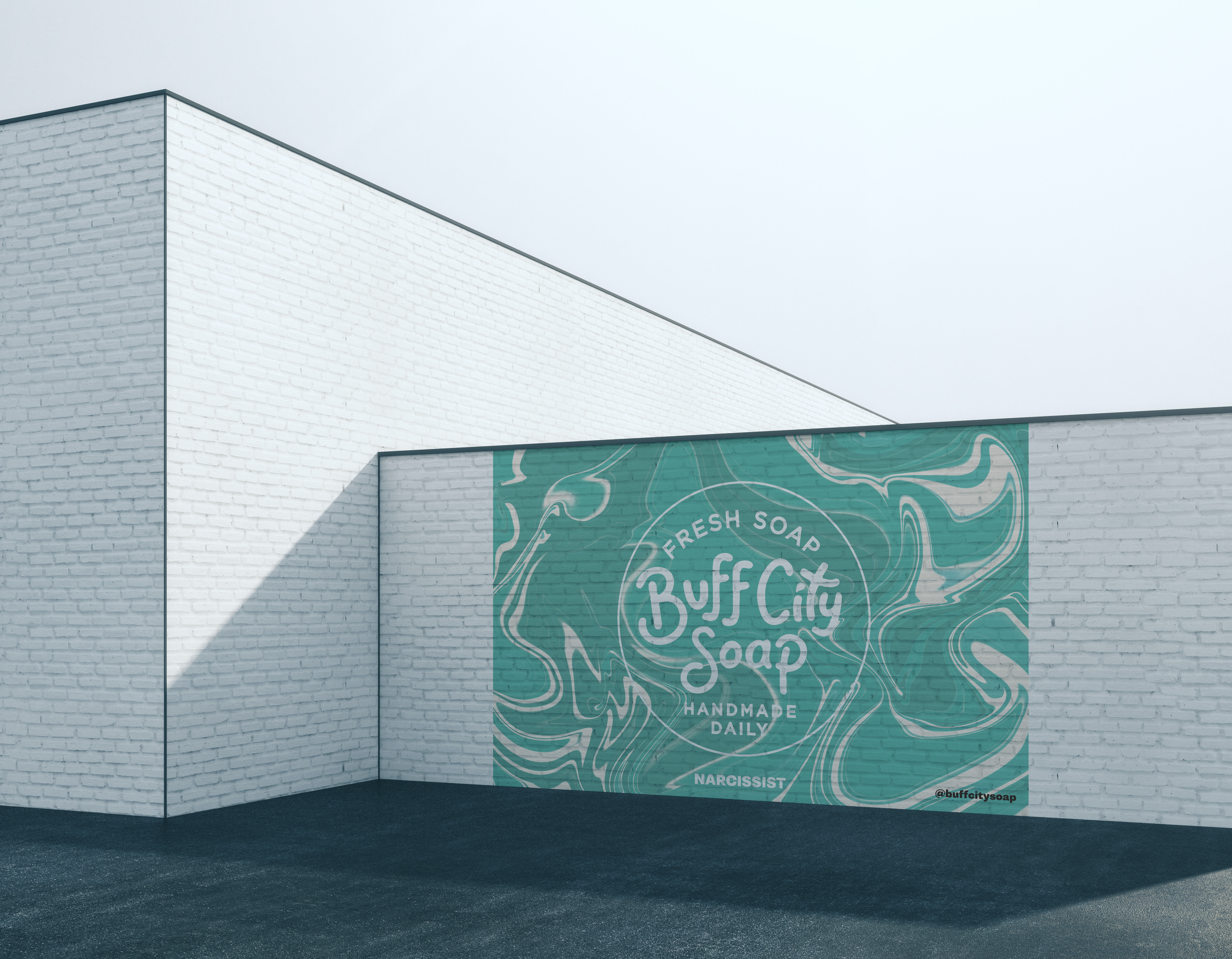 Buff City Soap mural wall — Narcissist pattern